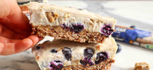 High Protein Blueberry and White Chocolate Cheesecake Slices